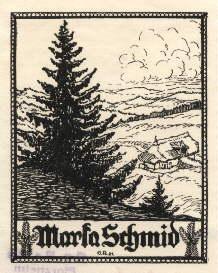 Seller image for Exlibris fr Marta Schmid. Klischedruck von Georg Reble, Pforzheim. for sale by Antiquariat Heinz Tessin