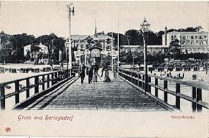 Bild des Verkufers fr Gruss aus Heringsdorf. Strandbrcke. Ansichtskarte in Lichtdruck. Ungelaufen. zum Verkauf von Antiquariat Heinz Tessin