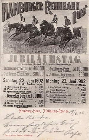 Jubiläums-Rennen. Ansichtskarte in Lichtdruck. Abgestempelt 19.06.1902.