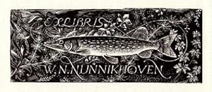Bild des Verkufers fr Exlibris fr W.N. Nunnikhoven. Holzschnitt von Pam G. Rueter. zum Verkauf von Antiquariat Heinz Tessin