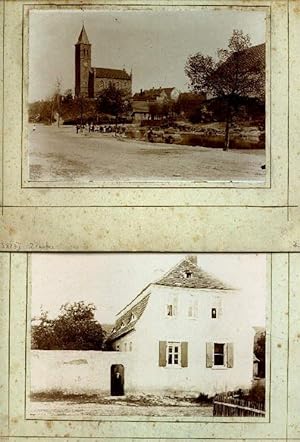Zwei Original-Photographien (Teilansicht mit Kirche und Pfarrhaus).