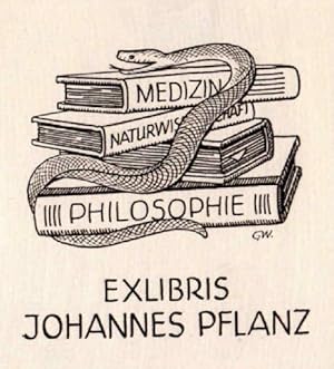 Image du vendeur pour Exlibris fr Johannes Pflanz. Holzschnitt von Georg Wagner. mis en vente par Antiquariat Heinz Tessin