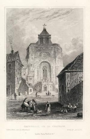 Teilansicht mit Dom (Cathedral Aix de la Chapelle). Stahlstich von Hilliard nach J.Fussell.
