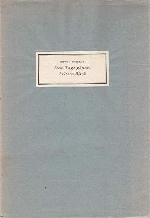 Imagen del vendedor de Dem Tage gnnet heitern Blick. Eine bibliophile Betrachtung ber die zu Goethes Geburtstag erschienenen Drucke. a la venta por Antiquariat Heinz Tessin