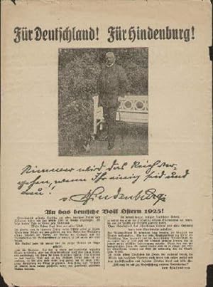 Für Deutschland ! Für Hindenburg ! An das Deutsche Volk Ostern 1925 !. Deutsche Männer und Frauen...