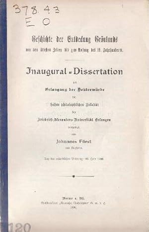 Geschichte der Entdeckung Grönlands von den ältesten Zeiten bis zum Anfang des 19. Jahrhunderts. ...