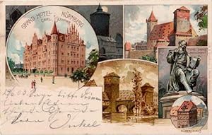 Fünf Ansichten (Grand Hotel Carl Schnorr, Burg, Hans Sachs Monument, Der Henkersteg, Dürer Haus)....