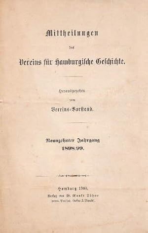 Bild des Verkufers fr des Vereins fr Hamburgische Geschichte. Im Auftrage des Vorstandes herausgegeben von Dr. Karl Koppmann. Neunzehnter Jahrgang. zum Verkauf von Antiquariat Heinz Tessin