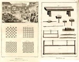 Marbrerie. 14 Kupferstiche (davon 3 doppelblattgroß) aus Diderot und d`Alembert - Encyclopédie.