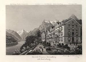 Hotel und Pension Sonnenberg auf Seelisberg. Aquatinta-Kupferstich im Verlag von R. Dikenmann.