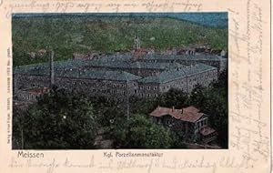 Bild des Verkufers fr Kgl. Porzellanmanufaktur. Ansichtskarte in farbigem Silberdruck (Lunakarte). Abgestempelt Meissen 08.01.1906. zum Verkauf von Antiquariat Heinz Tessin