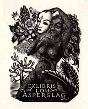 Bild des Verkufers fr Exlibris fr Lou Asperslag. Holzschnitt von Pam G. Rueter. zum Verkauf von Antiquariat Heinz Tessin