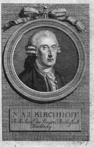 Senator in Hamburg, Physiker und Schriftsteller. Kupferstich von D.Beyel.