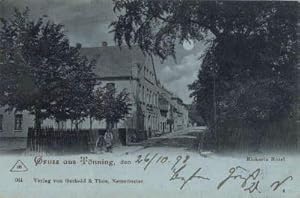 Gruss aus Tönning. Rickert`s Hotel. Ansichtskarte in Lichtdruck auf bläulichem Grund.