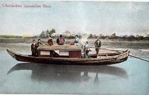 Bild des Verkufers fr berdachtes japanisches Boot. Ansichtskarte in farbigem Lichtdruck. Ungelaufen. zum Verkauf von Antiquariat Heinz Tessin