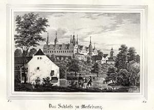 Bild des Verkufers fr Ansicht mit Schlo. Kreidelithographie aus Saxonia. zum Verkauf von Antiquariat Heinz Tessin