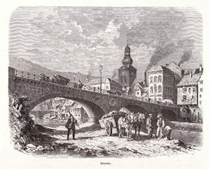 Seller image for Teilansicht mit Brcke. Holzstich. for sale by Antiquariat Heinz Tessin