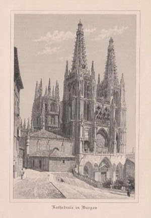 Kathedrale in Burgos. Stahlstich.