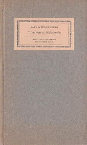 Bild des Verkufers fr Burckhardt, Carl J. - Erinnerungen an Hofmannsthal und Briefe des Dichters. Mit 1 Portrt. zum Verkauf von Antiquariat Heinz Tessin