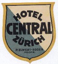 Immagine del venditore per Hotel Central. Zrich. P.Elwert-Eggen, Propr. In drei Farben gedruckt. Rckseite mit Gummierung. Unbenutzt. venduto da Antiquariat Heinz Tessin