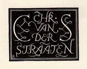Bild des Verkufers fr Exlibris fr Chr. Van der Straaten. Holzschnitt von Pam G. Rueter. zum Verkauf von Antiquariat Heinz Tessin