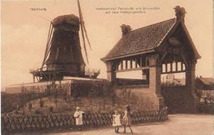 Hochbahnhof Feldstraße und Windmühle auf dem Heiligengeistfeld. Ansichtskarte in bräunlichem Lich...