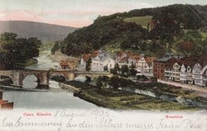 Image du vendeur pour Weserblick. Ansichtskarte in farbigem Lichtdruck. Abgestempelt Dransfeld08.08.1905. mis en vente par Antiquariat Heinz Tessin