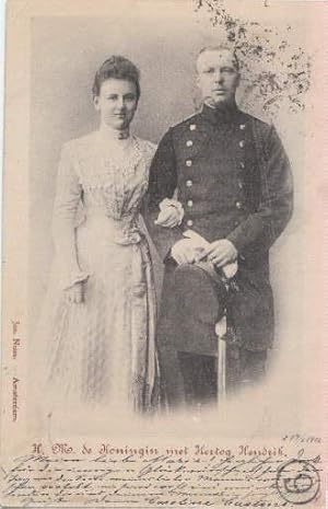 H.M. de Koningin met Hertog Hendrik. Postkarte in Lichtdruck. Abgestempelt Amsterdam 14.02.1901.