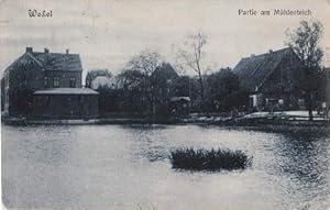 Partie am Mühlenteich. Ansichtskarte in Lichtdruck. Abgestempelt Wedel 21.01.1911.