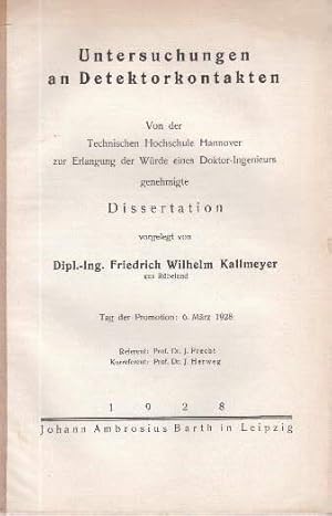 Untersuchungen an Detektorkontakten. Dissertation.