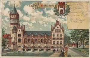 Flusswasserkunst. Ansichtskarte in Farblithographie. Abgestempelt Hannover 27.09.1899 - Ankunftss...