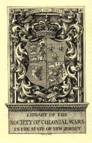 Exlibris der Library of the Society of Colonial Wars in the State of New Jersey. Kupferstich von ...