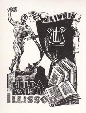 Exlibris für Hilda und Kalju Ilissoo. Holzschnitt von Enn Kera.