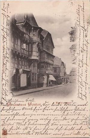 Seller image for Gruss aus Goslar. Marktstrasse. Ansichtskarte in Lichtdruck. Abgestempelt Goslar 03.11.1898. for sale by Antiquariat Heinz Tessin