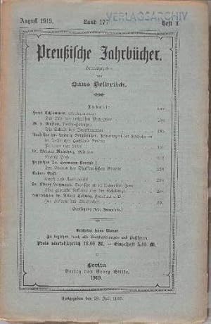 Bild des Verkufers fr Herausgegeben von Hans Delbrck. Band 177, Heft 2 (August 1919). zum Verkauf von Antiquariat Heinz Tessin