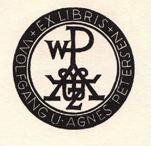 Exlibris für Wolfgang u. Agnes Petersen. Holzschnitt von Karl Michel.