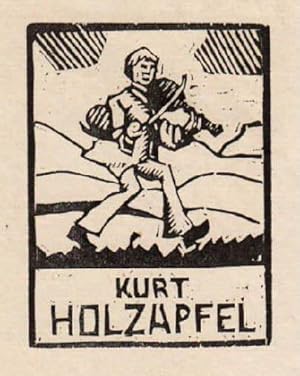 Exlibris für Kurt Holzapfel. Holzschnitt von Walter Holzapfel.