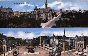 Bild des Verkufers fr Zwei Panorama-Ansichten. Ansichtskarte in farbigem Lichtdruck. Ungelaufen. zum Verkauf von Antiquariat Heinz Tessin