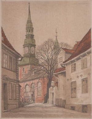 Die Hauptkirche in Altona. Kolorierte Lithographie von Johannes Magerfleisch.