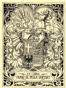 Exlibris für Franz de Paula Sarysky. Klischéedruck von Ernst Krahl.