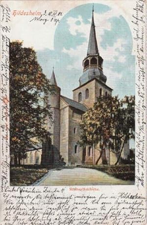 Image du vendeur pour Michaeliskirche. Ansichtskarte in farbigem Lichtdruck. Abgestempelt Hildesheim 10.04.1901. mis en vente par Antiquariat Heinz Tessin