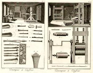 Découpeur et Gaufreur 3 Kupferstiche aus Diderot und d`Alembert - Encyclopédie.