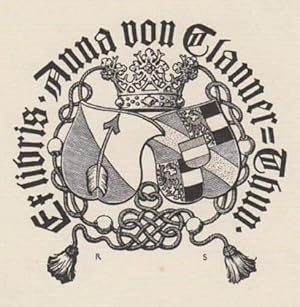 Exlibris für Anna von Clanner-Thun. Klischéedruck von Richard Sturtzkopf.