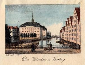 Das Waisenhaus in Hamburg. Kolorierte Lithographie von Peter Suhr.