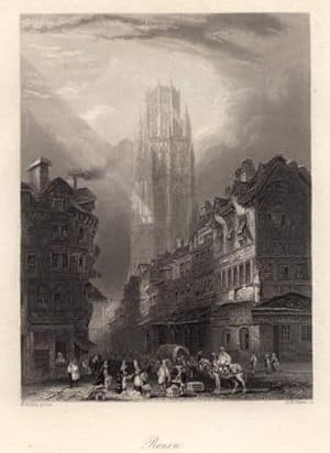 Bild des Verkufers fr Teilansicht mit Kathedrale. Stahlstich von A.H.Payne nach H.Bibby. zum Verkauf von Antiquariat Heinz Tessin