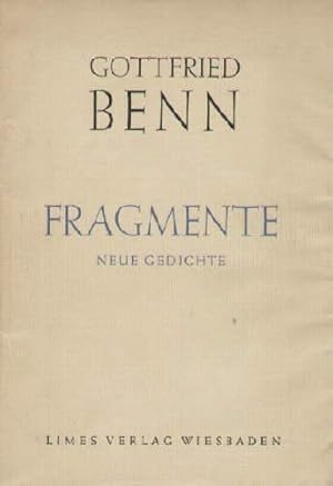 Bild des Verkufers fr Fragmente. Neue Gedichte. 2.Auflage. zum Verkauf von Antiquariat Heinz Tessin