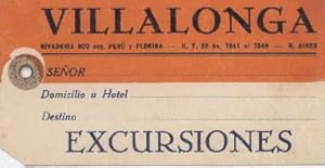 Imagen del vendedor de Villalonga. Excursiones. In rot und wei gedruckt. a la venta por Antiquariat Heinz Tessin