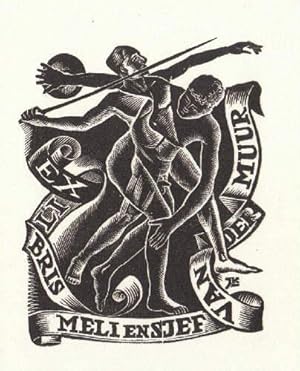 Bild des Verkufers fr Exlibris fr Meli und Sjef Van der Muur. Holzschnitt von J. Kuyper. zum Verkauf von Antiquariat Heinz Tessin