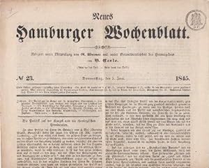 Bild des Verkufers fr Redigirt unter Mitwirkung von G. Werner unter der Verantwortung des Herausgebers von B. Carlo. No. 23, Donnerstag, den 5. Juni 1845. zum Verkauf von Antiquariat Heinz Tessin