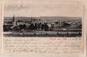 Gruss aus Selb i.B. Ansichtskarte in Lichtdruck mit geprägtem Rand. Abgestempelt Selb 17.07.1903.